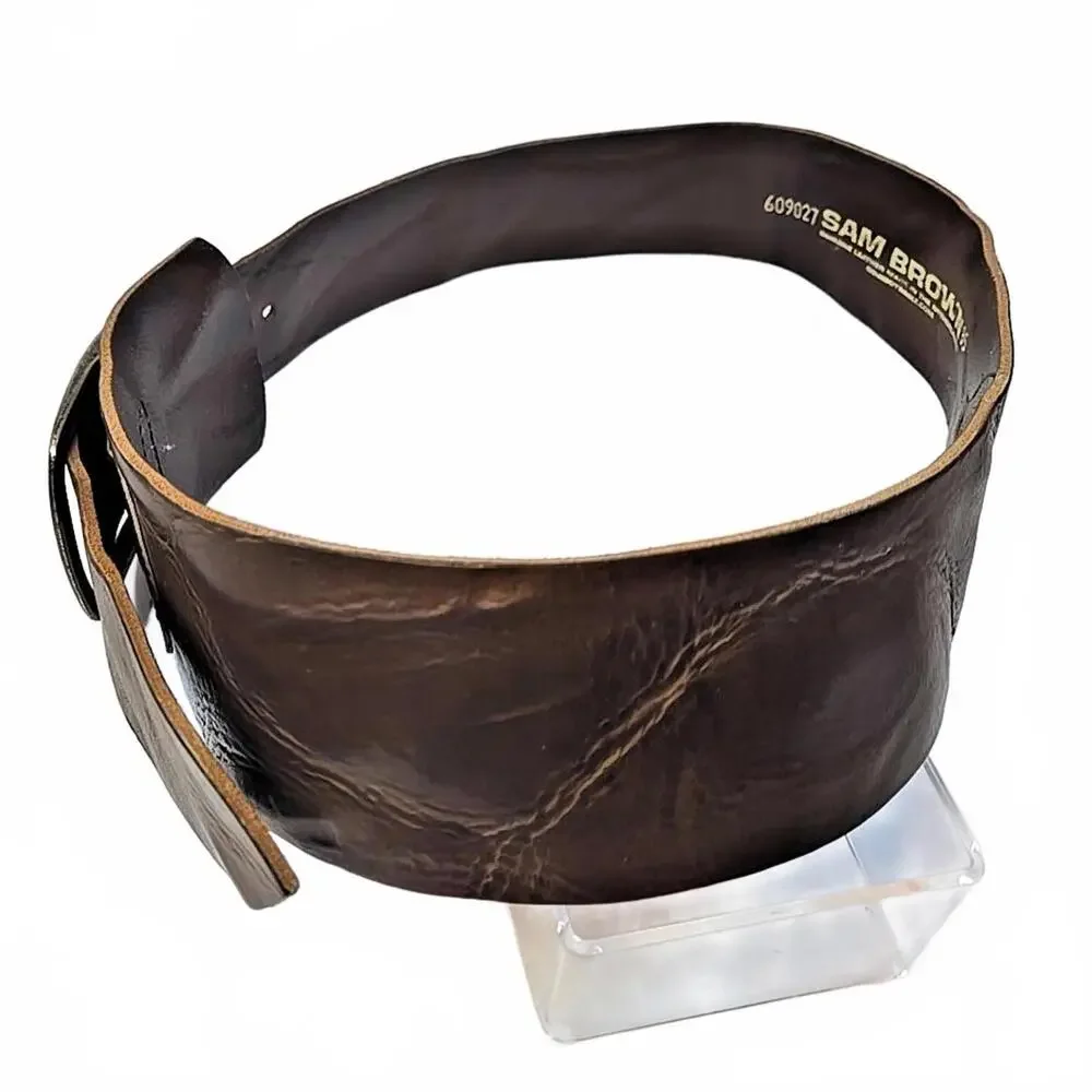 Classic Brown Leather Women's Belt with Antique Silver Buckle